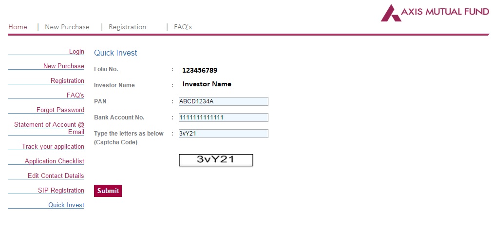 Axis Mutual Fund - Online Purchase