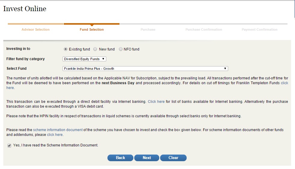 Franklin Templeton Mutual Fund - Online Purchase