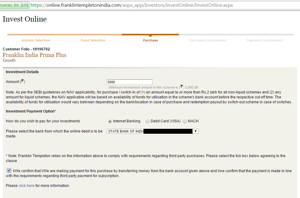 Franklin Templeton Mutual Fund - Online Purchase