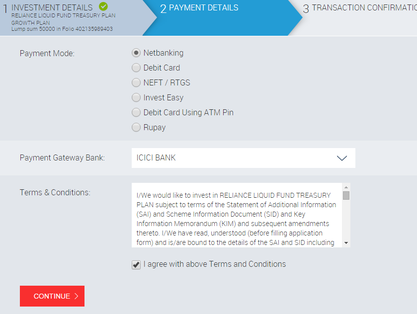 Reliance Mutual Fund - Online Purchase