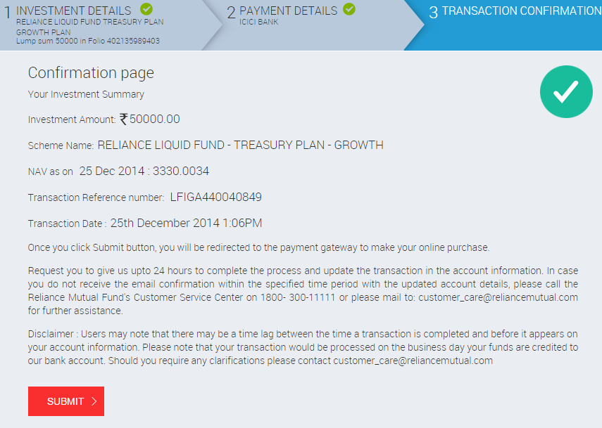 Reliance Mutual Fund - Online Purchase
